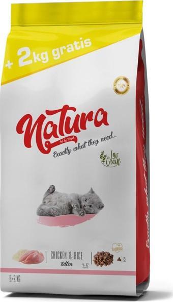 Natura Düşük Tahıllı Tavuk _ Pirinç Yavru Kedi Maması 8+2 Kg