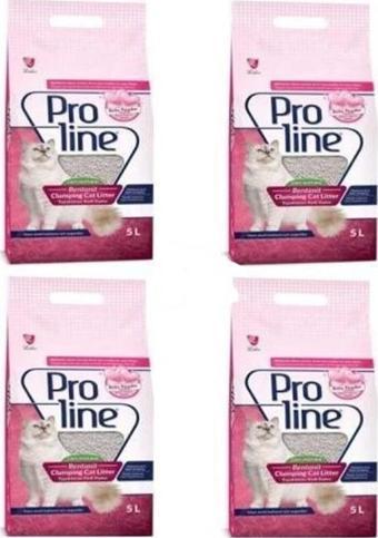 Proline Doğal Topaklanan Baby Powder Kokulu Kedi Kumu 5 Lt 4 Adet