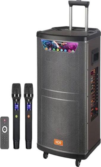 Ultratekno Ndr-515 15" 100 Watt Taşınabilir Karaoke Ses Sistemi Bluetooth Hoparlör + Kumanda + Çift Mikrofon