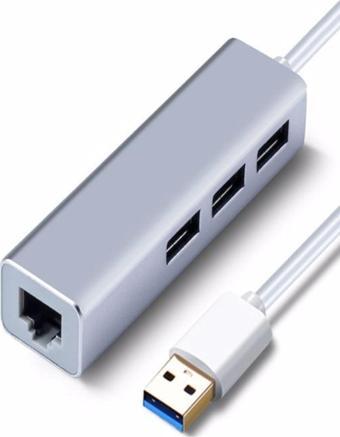 ULTRATEKNO Usb 3.0 3 port Hub ve Gigabit Ethernet Adaptör Ikisi Bir Arada Usb Adaptör Alüminyum Kasa