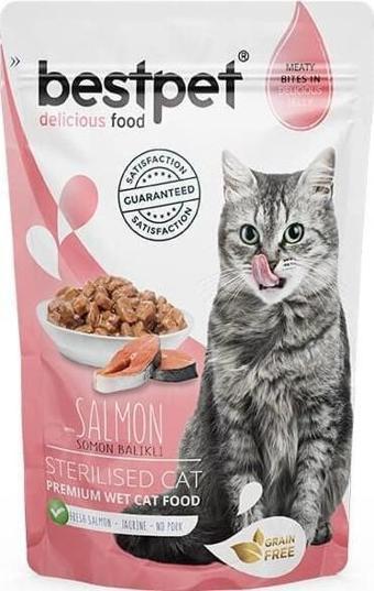 Bestpet Sterilised Jelly Pouch Somonlu Kedi Maması 85 Gr