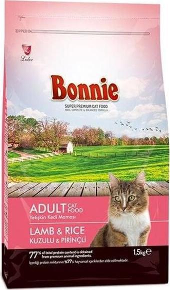 Bonnie Adult Kuzulu ve Pirinçli Yetişkin Kedi Maması 1.5 Kg