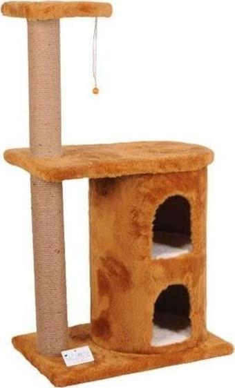 Cat Hause S03 İki Yuvalı Kedi Tırmalama Evi Kahverengi 103 Cm