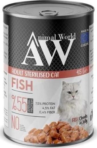 Animal World Sterilised Cat Fish Jelly Kedi Konservesi 415 Gr