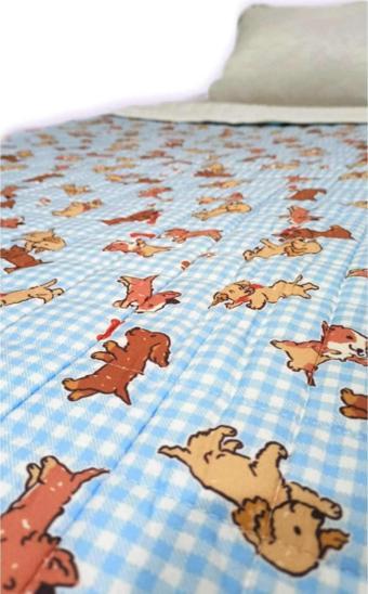 Köpek Desenli Çift Taraflı 7kg 150x200 Ağır Yorgan/Battaniye