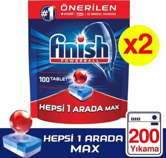 Finish Hepsi Bir Arada Max Bulaşık Makinesi Tableti 100 Tablet x 2 Adet