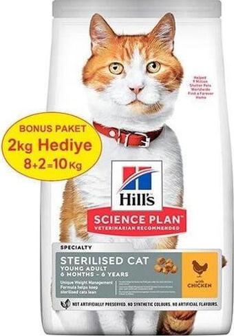 Hills Young Sterilised Tavuklu Kısırlaştırılmış Kedi Maması 8+2 Kg