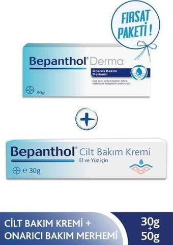 Bepanthol Onarıcı Bakım Kremi 50 gr + Cilt Bakım Kremi 30 gr