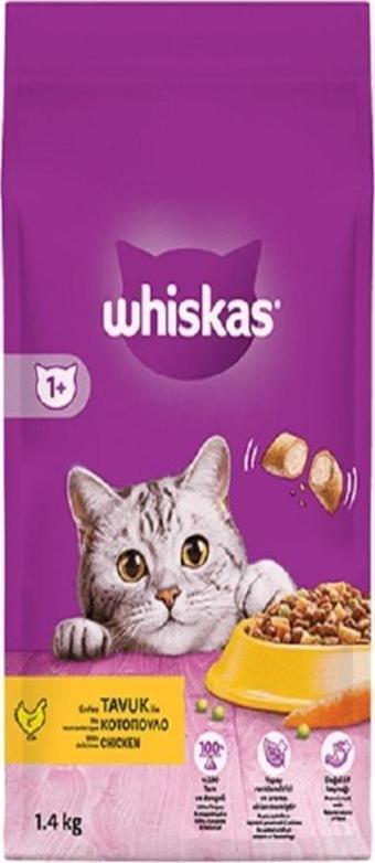 Whiskas Tavuklu ve Sebzeli Yetişkin Kuru Kedi Maması 1,4 Kg