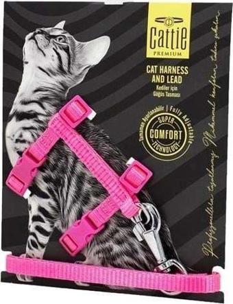 Cattie Kedi Göğüs ve Gezdirme Tasma Takımı Pembe 1x25-40 Cm