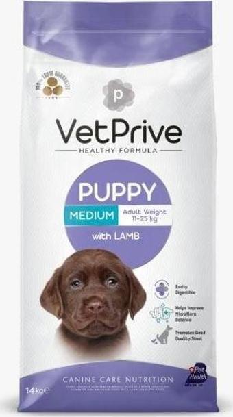 Vet Prive Puppy Kuzu Etli Orta Irk Yavru Köpek Maması 14 Kg