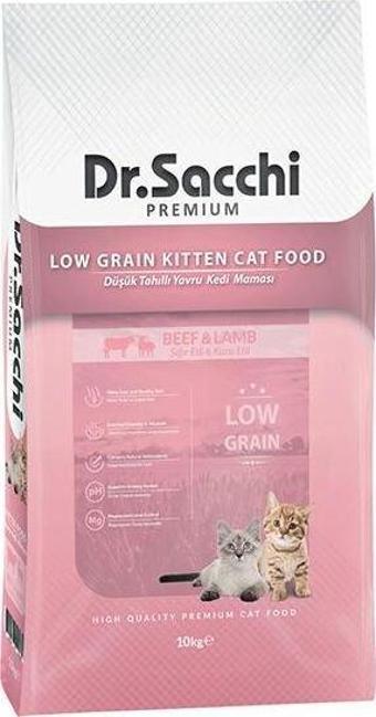 Dr.Sacchi Premium Düşük Tahıllı Sığır ve Kuzu Etli Yavru Kedi Maması 10 Kg