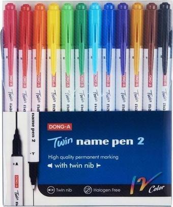 Dong-A Twin Name Pen 2 Çift Yönlü Kalem 12 Renk 