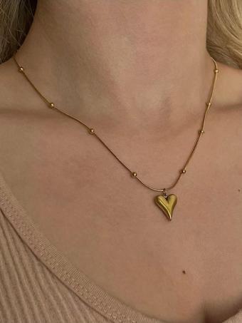 Medisa Jewelry Çelik Kalp Toplu Kolye Altın Rengi