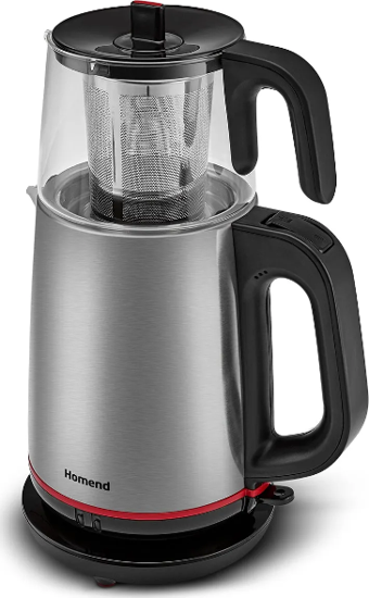 Homend Royaltea 1751H Cam Demlikli İnox Siyah Çay Makinesi