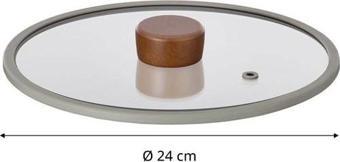 Neoflam 0128 D-NEOG024 FIKA 24CM DUZ SILIKON CERCEVELI CAM KAPAK GRI