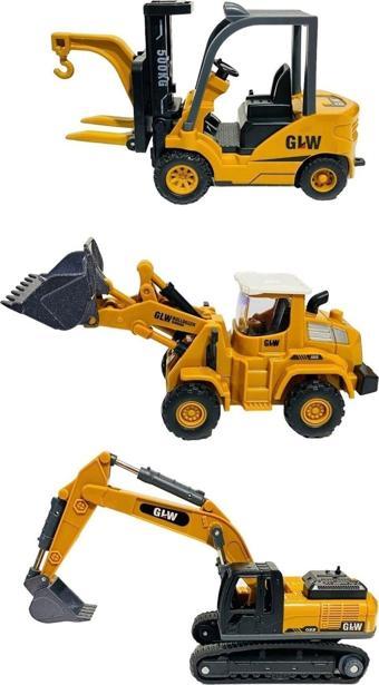 Hepsilazım Forklift Kepçe Buldozer 3lü Metal Oyuncak İş Araç Set Oyuncak Arabalar