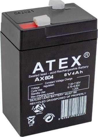 ATEX AX-604 AKÜ 6 VOLT - 4 AMPER IŞILDAK AKÜSÜ (70 X 48 X 101 MM)