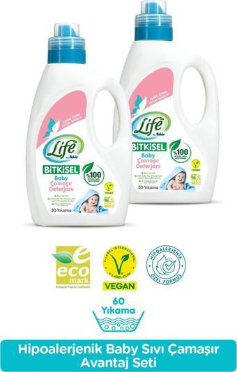 Life by Fakir %100 Bitkisel Bazlı Sıvı Bebek Çamaşır Deterjanı 1500 ml x 2 Adet