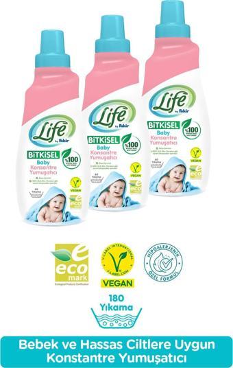 Life by Fakir %100 Bitkisel Bazlı Konsantre Bebek Çamaşır Yumuşatıcısı 1500 ml x 3 Adet