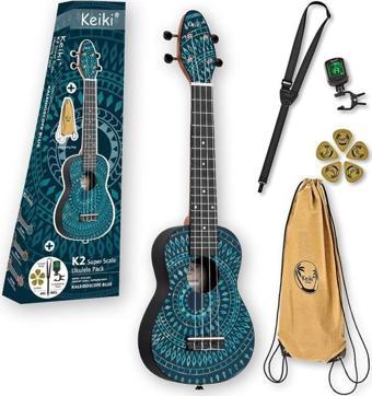 Ortega K2SS Keiki Sopranino Ukulele Set (Blue Kaleidoscope)