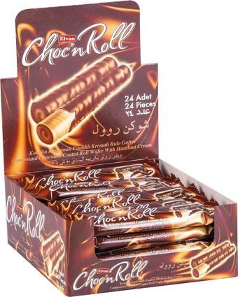 Elvan Choc N Roll Kakao Kaplamalı Fındık Kremalı Roll Gofret 18 gr. 24 Adet (1 Kutu)