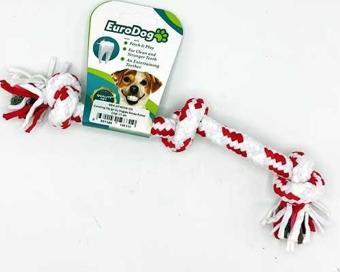EuroDog Diş İpi Üç Düğüm Beyaz Kımızı Çizgi 15 cm