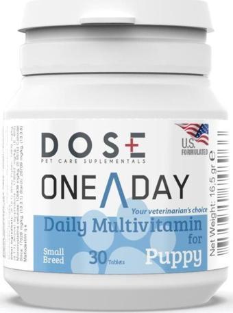 Dose One A Day Puppy Small Breed Küçük Irk Yavru Köpek Multivitamin 30 Tablet