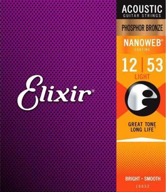 Elixir 16052 Nanoweb Phosphor Bronze Akustik Gitar Teli (12-53)