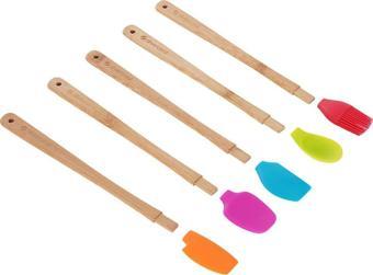 Silver Crest SPT-02 5 Li Renkli 26CM Uzun Silikon Bambu Spatula Seti