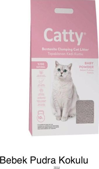 Catty Bebek Pudra Kokulu Ince Taneli Bentonit Topaklaşan Kedi Kumu 10 Lt