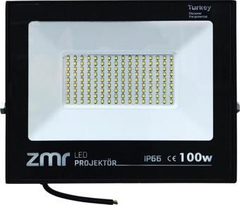 ZMR 100 WATT - 220 VOLT 6500K IP66 150* IŞIK AÇISI SİYAH SLİM KASA BEYAZ LED PROJEKTÖR