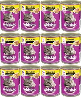 Whiskas Konserve Kedi Maması Tavuklu 400 Gr X 12 Adet