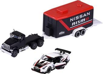 Majorette Race Trailer Mack Granite & Nissan GT-R Nismo GT3