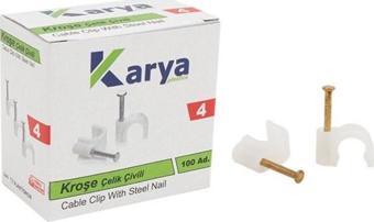 KARYA 4 NUMARA ÇELİK ÇİVİLİ 8 MM KROŞE (100LÜ PAKET)(2X4 ANTİGRON KABLOLAR İÇİN)