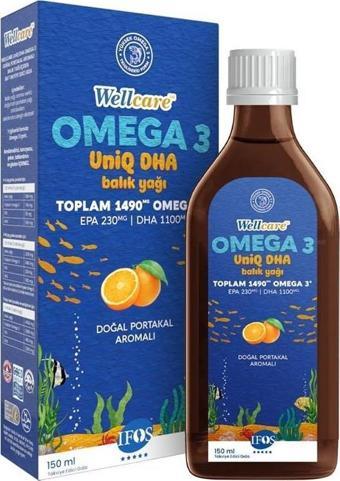 Omega3 UniQ DHA Doğal Portakal Aromalı Balık Yağı Takviye Edici Gıda 150 ml