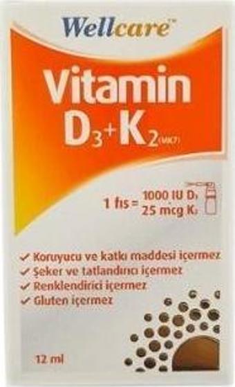 Vitamin D3K2  D3 Vitamini Ve K2 Vitamini İçeren Takviye Edici Gıda 12ml