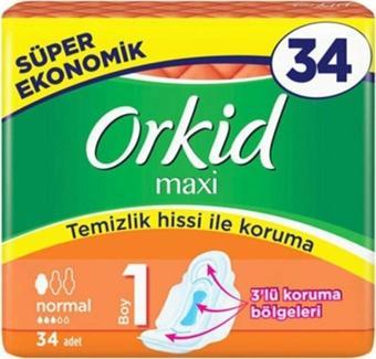 Orkid Maxi Hijyenik Ped Normal Süper Ekonomik Paket 34 Ped