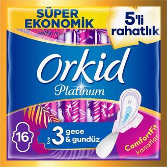 Orkid Platinum Hijyenik Ped Gece Süper Ekonomik Paket 16 Ped