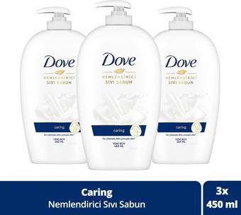 Dove Nemlendirici Sıvı Sabun Caring 1/4 Nemlendirici Krem Etkili 450 Ml X3 Adet