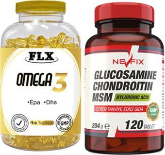 Flx Omega 3 Balık Yağı 90 Softgel & Nevfix Glucosamine Chondroitin Msm 120 Tablet