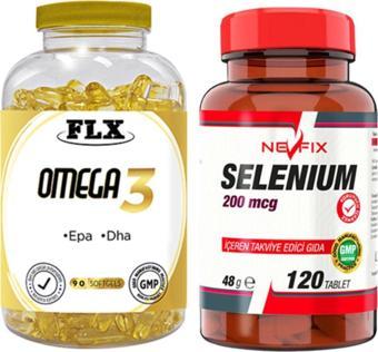 Flx Omega 3 Balık Yağı 90 Softgel & Nevfix Selenyum 200 Mcg 120 Tablet