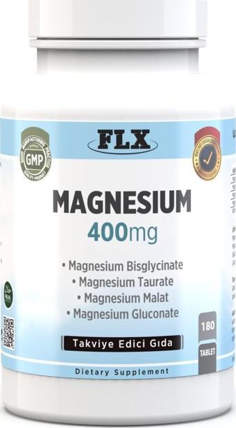 Flx 180 Tablet Magnesium Elementleri 400 Mg Magnezyum Bisglisinat Malat Taurat Glukonat