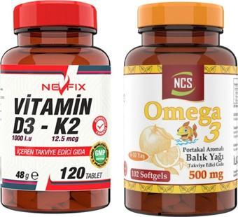 Ncs Omega 3 Portakal Aromalı Balık Yağı 102 Softgel Vitamin D3-K2