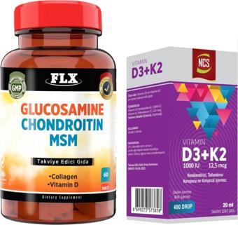 Flx Glucosamine Chondroitin Msm 60 Tablet + Ncs Vitamin D3 Vitamin K2 20 Ml