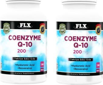 Flx Koenzim Coenzyme Q-10 200 Mg Hyaluronik Asit Resveratrol 180 Tablet X 2 Kutu