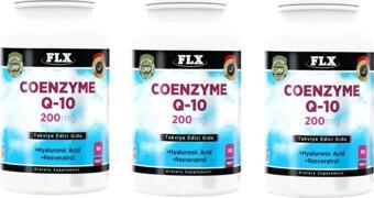 Flx Koenzim Coenzyme Q-10 200 Mg Hyaluronik Asit Resveratrol 90 Tablet X 3 Kutu