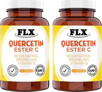 Flx Quercetin Ester C Resveratrol Bromelain Vitamin D Magnezyum Aserola 60 Tablet X 2 Kutu