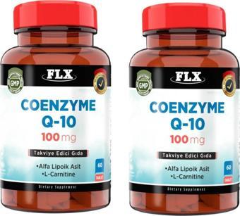 Flx Koenzim Q-10 Alfa Lipoik Asit L-Karnitin Coenzyme Q10 100 Mg 60 Tablet X 2 Kutu