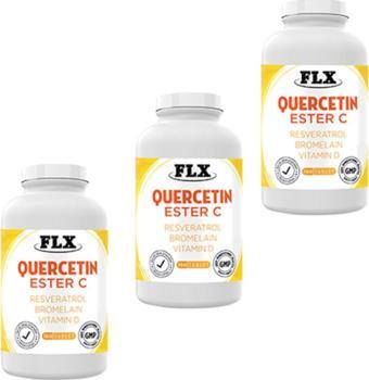 Flx Kuersetin Ester C Resveratrol Bromelain Vitamin D Magnezyum Aserola 180 Tablet X 3 Kutu